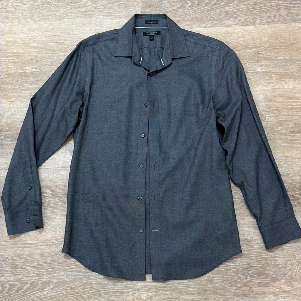 Banana Republic Dark Gray Textured Long-Sleeve Dress Shirt Size Medium